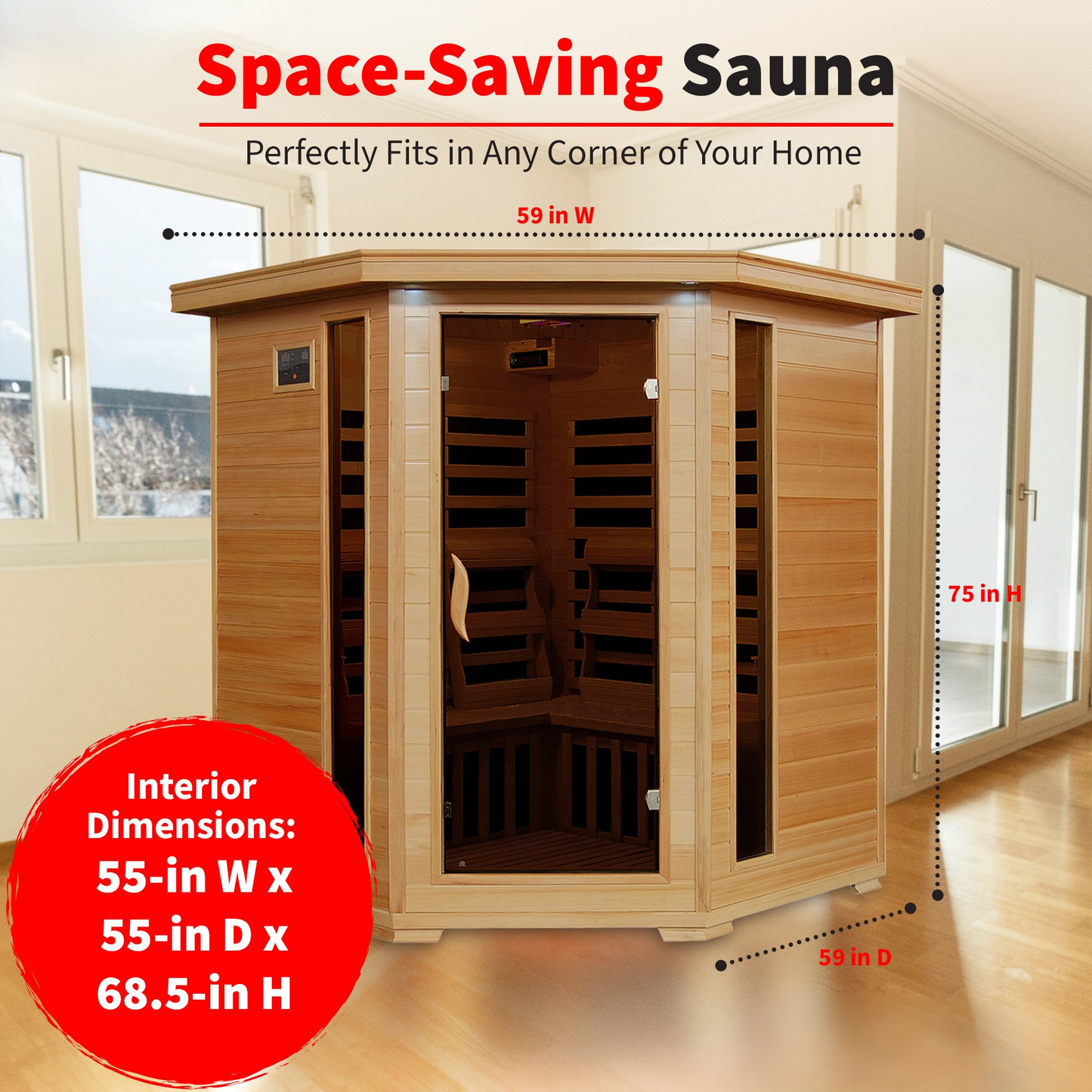 Tucson 4-Person Hemlock Corner Infrared Sauna