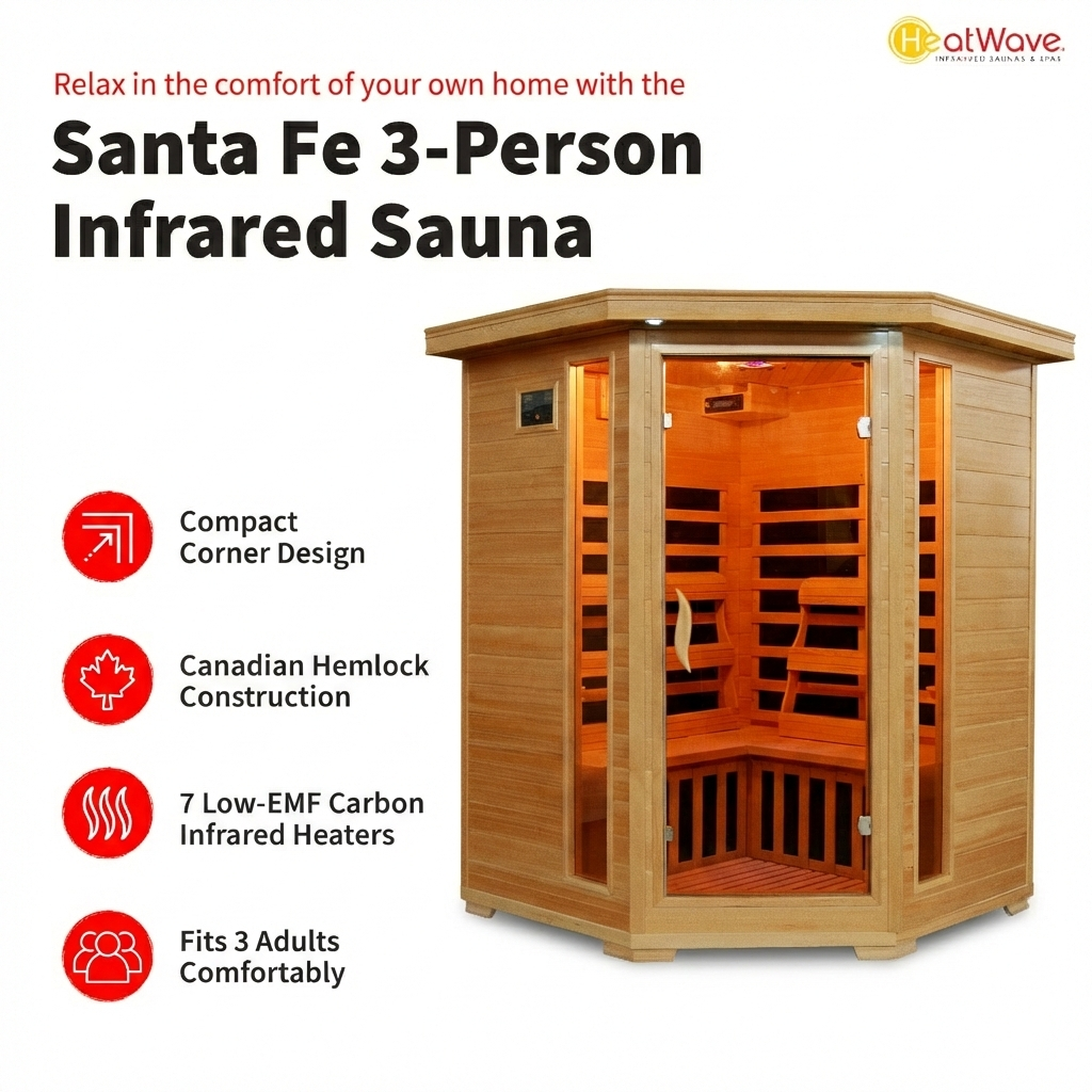 Santa Fe 3-Person Hemlock Corner Infrared Sauna