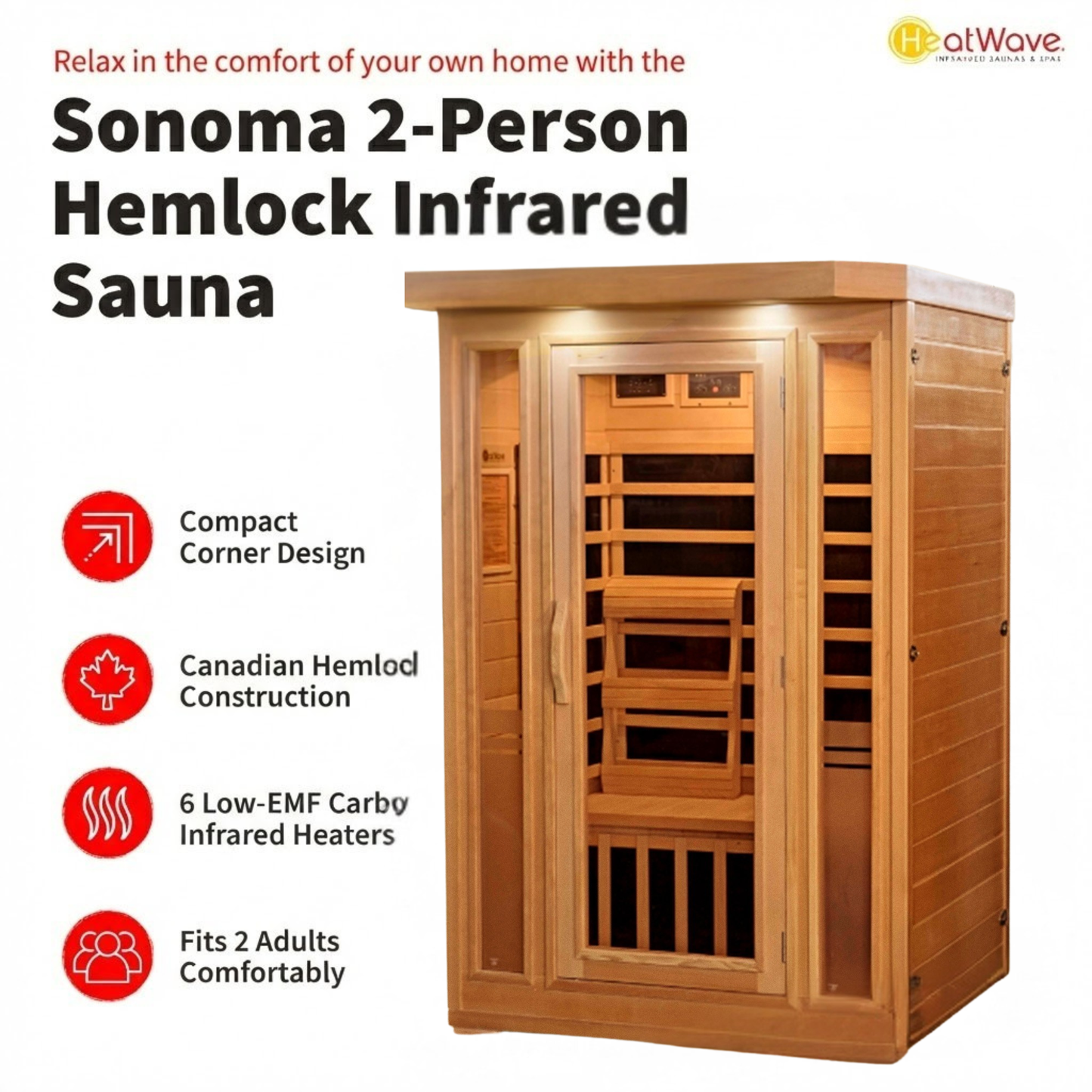Sonoma 2-Person Hemlock Infrared Sauna