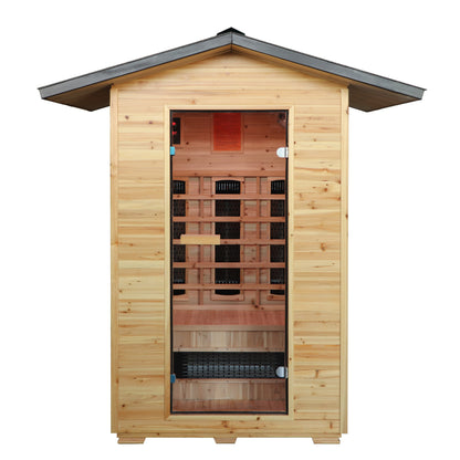 SunRay Burlington 2-Person Outdoor Infrared Sauna | Rapid Heat Heaters | Hemlock