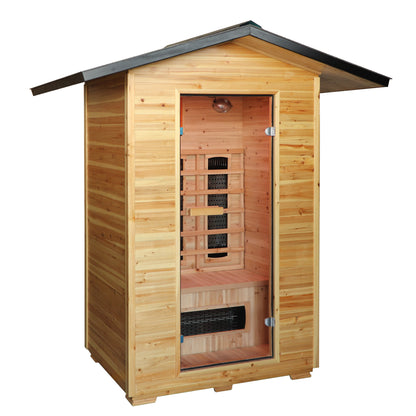 SunRay Burlington 2-Person Outdoor Infrared Sauna | Rapid Heat Heaters | Hemlock