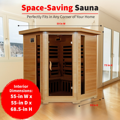 Tucson 4-Person Hemlock Corner Infrared Sauna