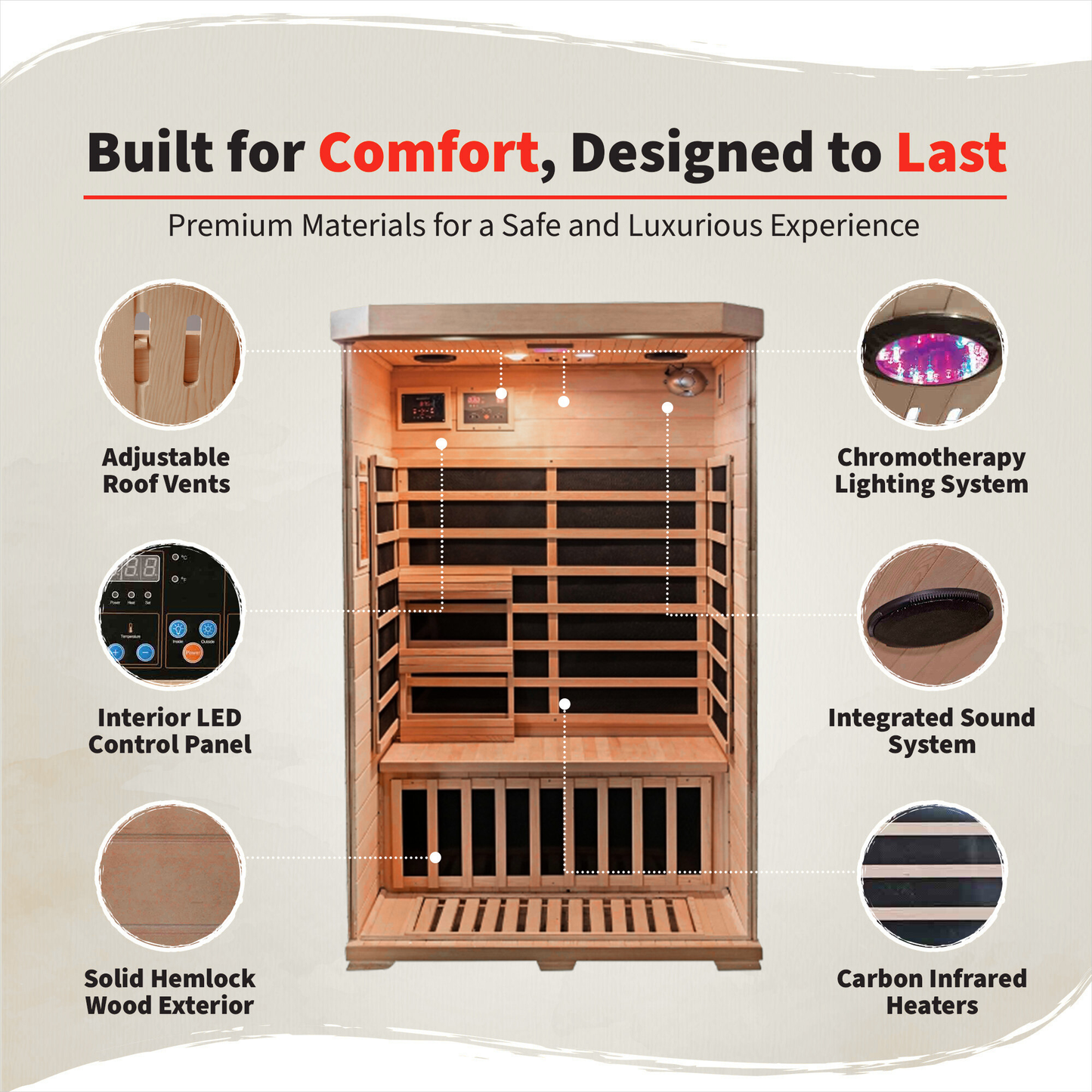 Sonoma 2-Person Hemlock Infrared Sauna