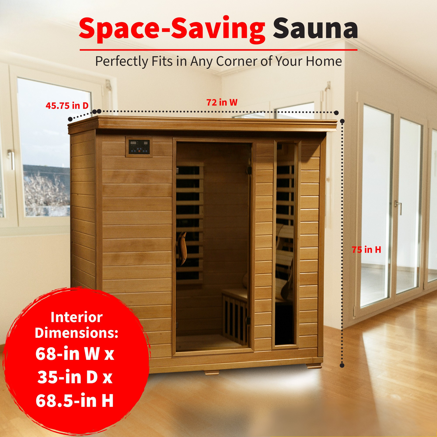 Monticello 4-Person Hemlock Infrared Sauna