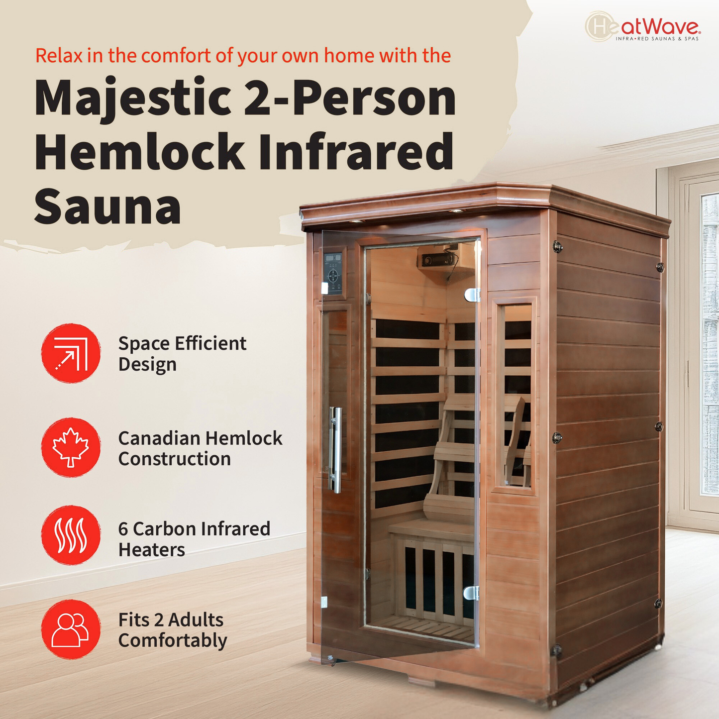 2-Person Hemlock Premium Infrared Sauna