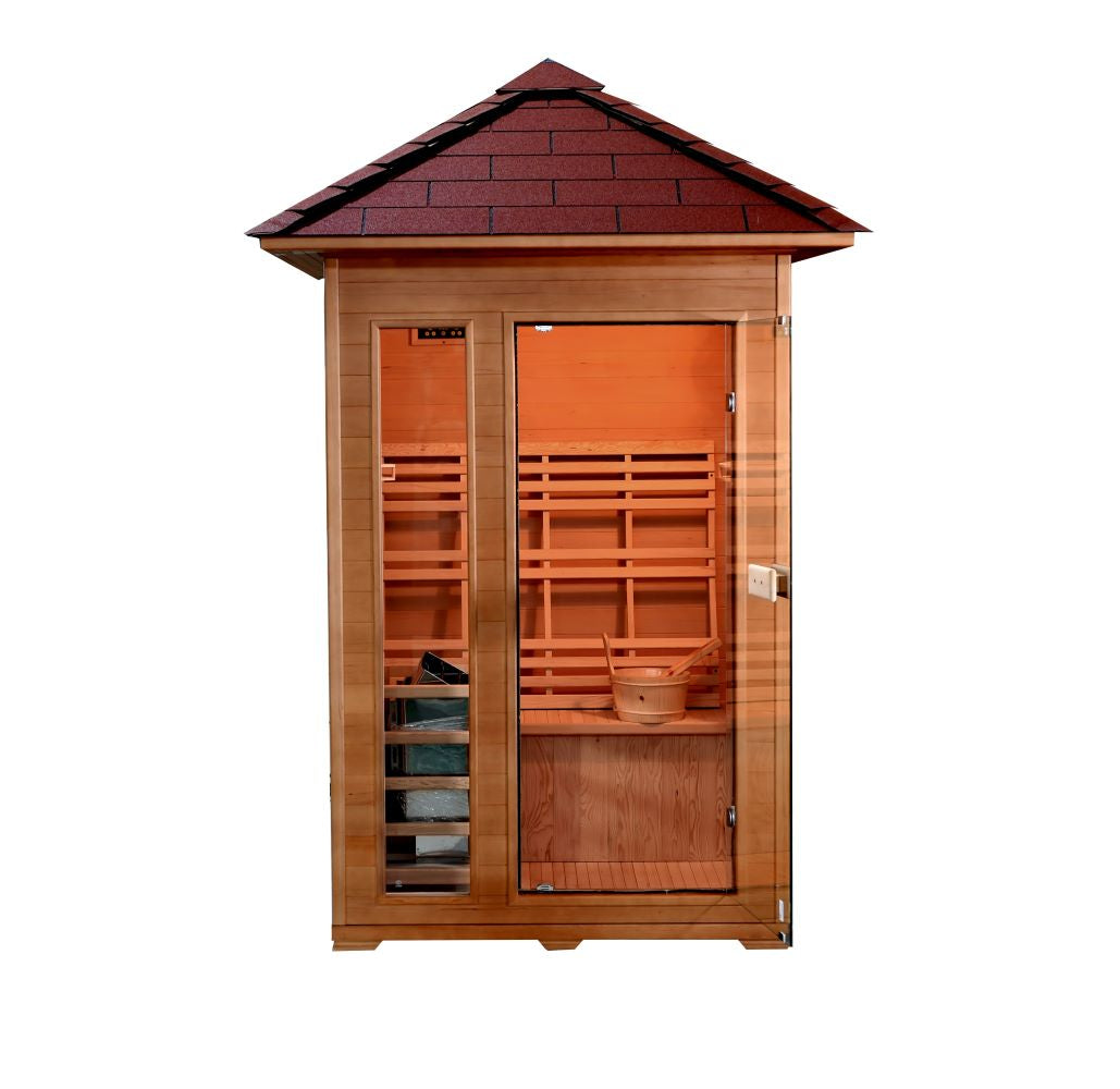 SunRay Bristow 2-Person Outdoor Traditional Sauna | 4.5kW Harvia Heater | Hemlock