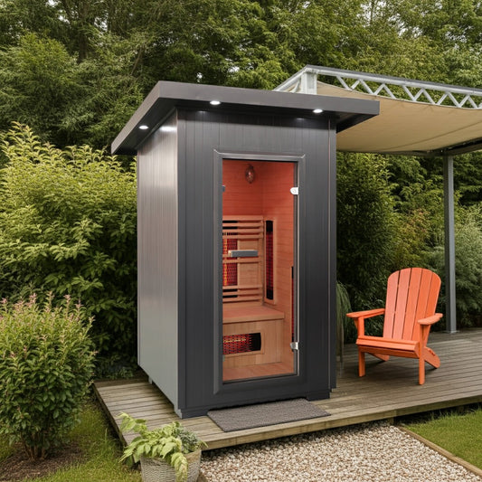 SunRay Logan 2-Person Outdoor Infrared Sauna | 8 Heaters | Metal Roof