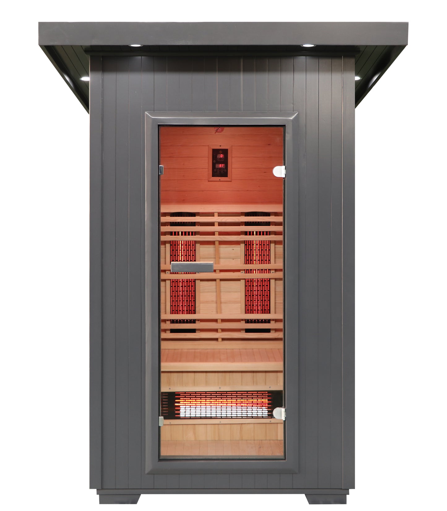 SunRay Logan 2-Person Outdoor Infrared Sauna | 8 Heaters | Metal Roof