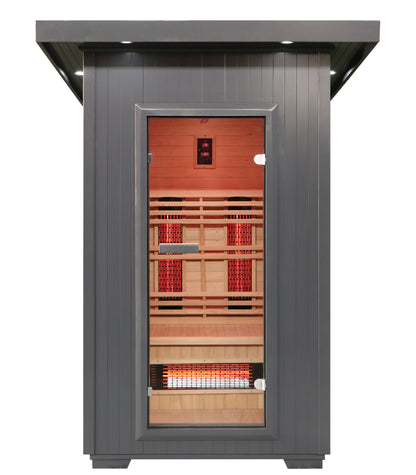 SunRay Logan 2-Person Outdoor Infrared Sauna | 8 Heaters | Metal Roof