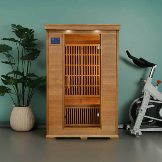 SunRay Evansport 2-Person Infrared Sauna | 7 Carbon Heaters | Canadian Red Cedar