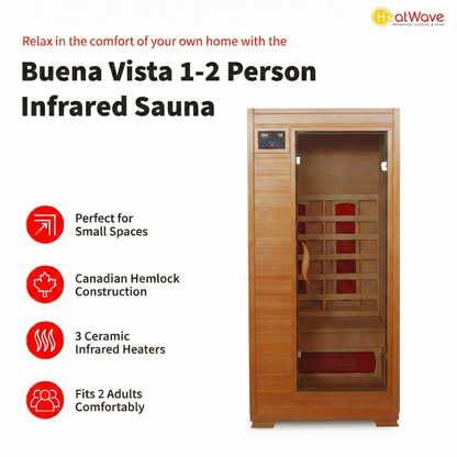Buena Vista 1-2 Person Hemlock Infrared Sauna - Ceramic