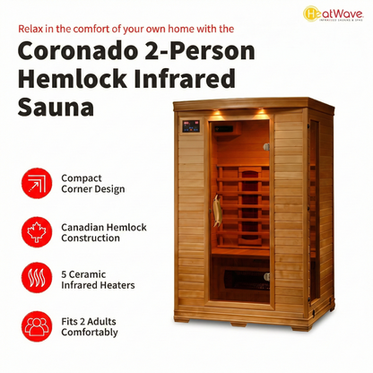 Coronado 2-Person Hemlock Infrared Sauna - Ceramic