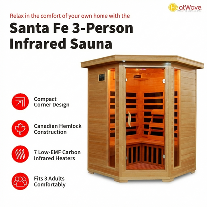 Santa Fe 3-Person Hemlock Corner Infrared Sauna