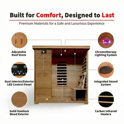 Monticello 4-Person Hemlock Infrared Sauna