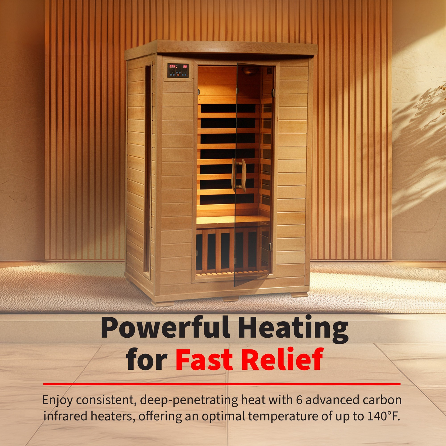 Coronado 2-Person Deluxe Low-EMF Carbon Infrared Sauna | Canadian Hemlock