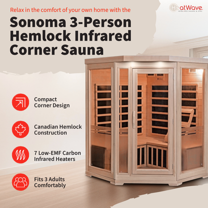 Sonoma 3-Person Hemlock Corner Infrared Sauna