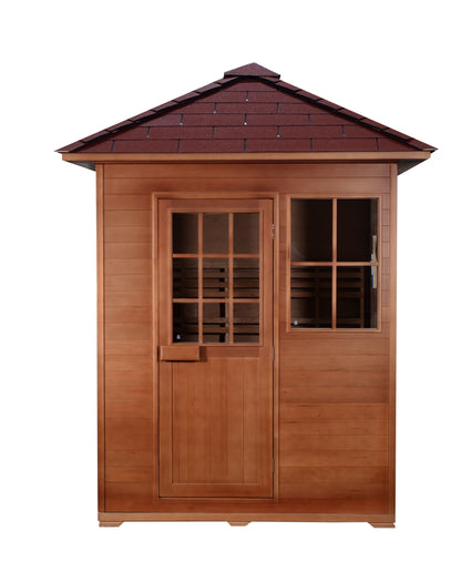 SunRay Freeport 3-Person Outdoor Traditional Sauna | 4.5kW Harvia Heater | Hemlock