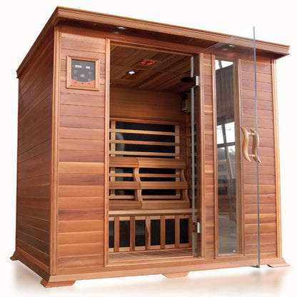 SunRay Savannah 3-Person Infrared Sauna | 7 Carbon Heaters | Canadian Red Cedar