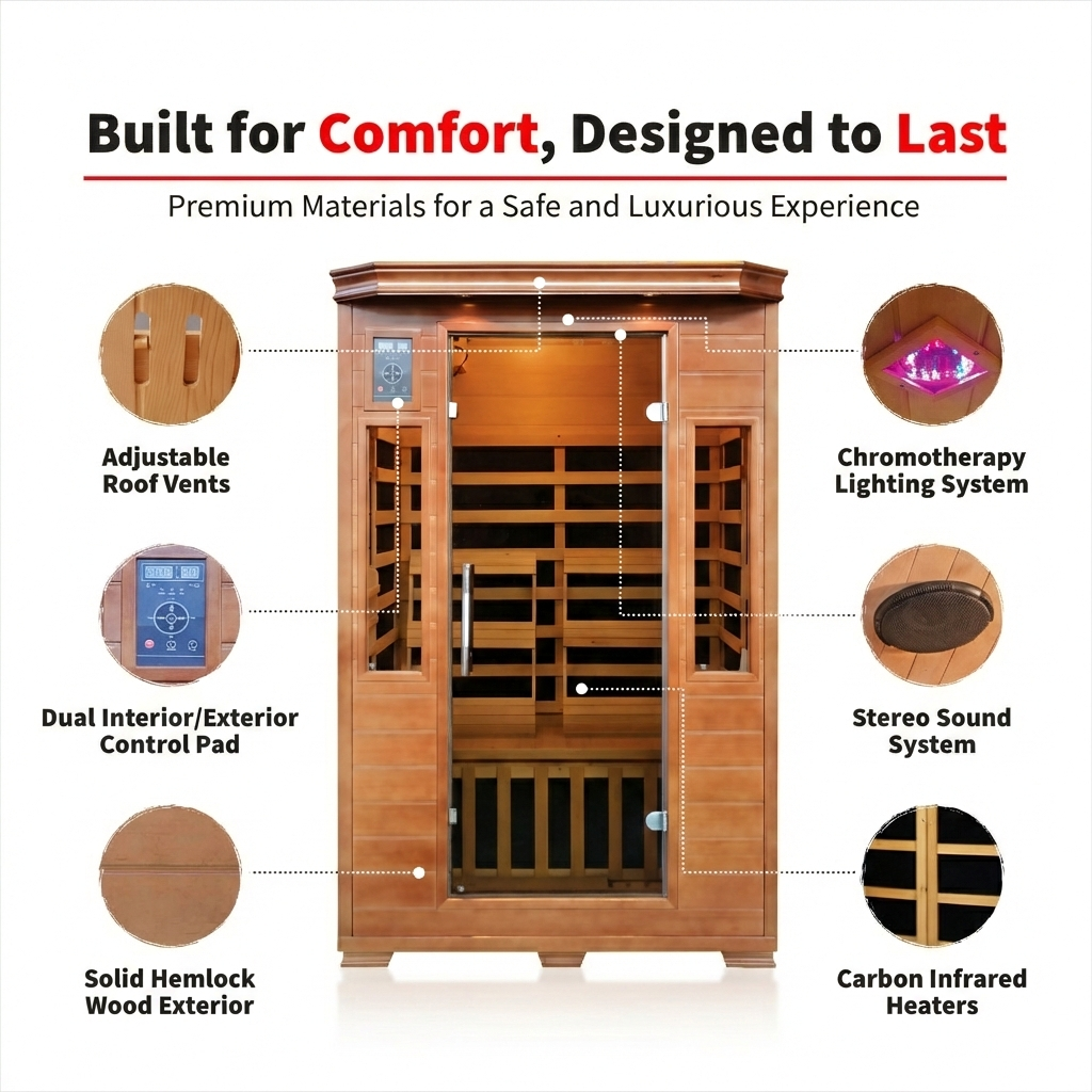 2-Person Hemlock Premium Infrared Sauna