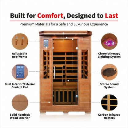 2-Person Hemlock Premium Infrared Sauna