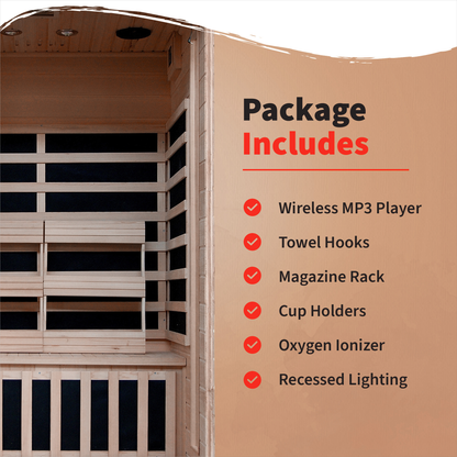 Coronado 2-Person Deluxe Low-EMF Carbon Infrared Sauna | Canadian Hemlock