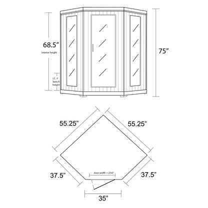 Sonoma 3-Person Hemlock Corner Infrared Sauna