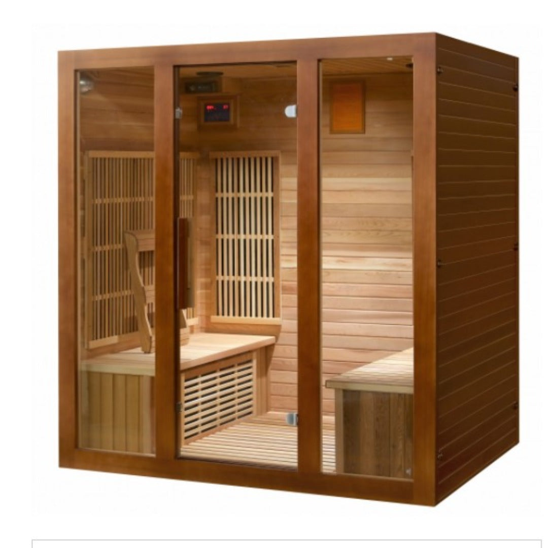 SunRay Roslyn 4-Person Infrared Sauna | 10 Carbon Heaters | Canadian Red Cedar