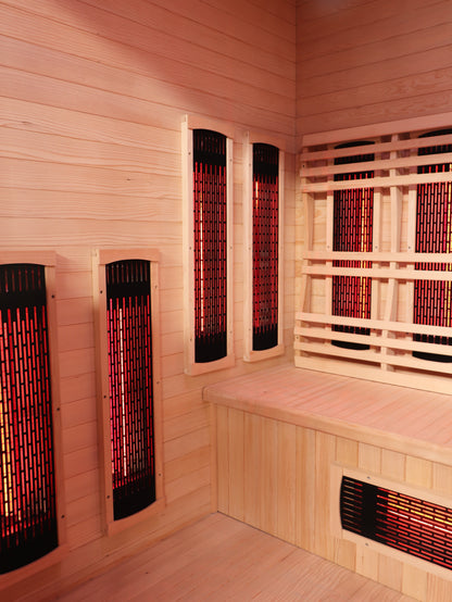 SunRay Pacific 4-Person Outdoor Infrared Sauna | 8 Heaters | Metal Roof