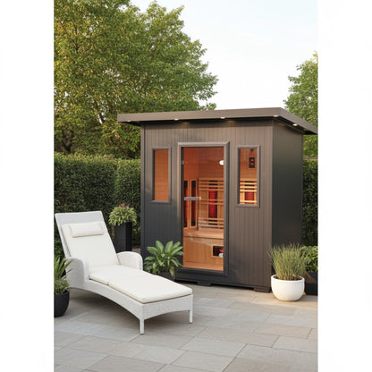SunRay Pacific 4-Person Outdoor Infrared Sauna | 8 Heaters | Metal Roof