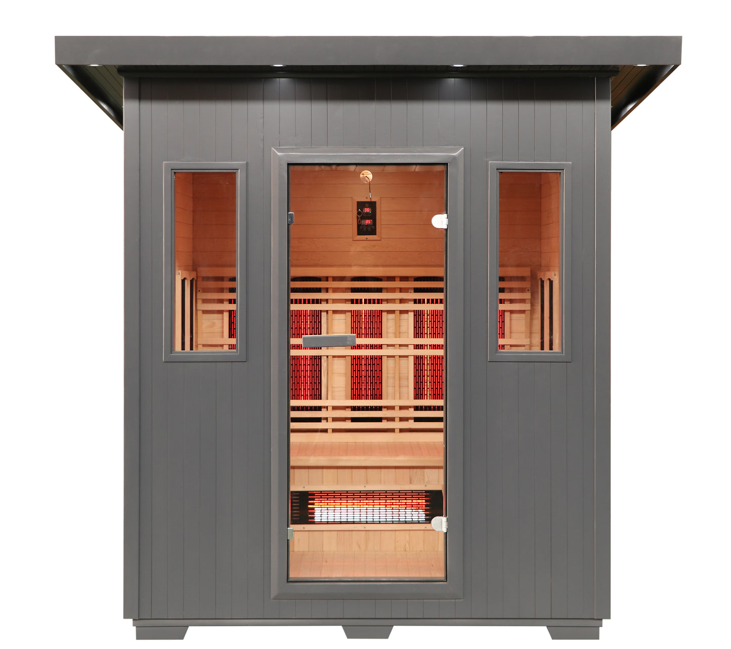 SunRay Pacific 4-Person Outdoor Infrared Sauna | 8 Heaters | Metal Roof