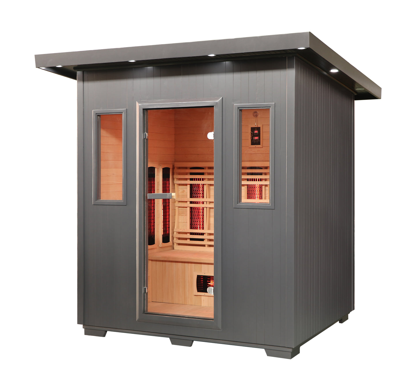 SunRay Pacific 4-Person Outdoor Infrared Sauna | 8 Heaters | Metal Roof