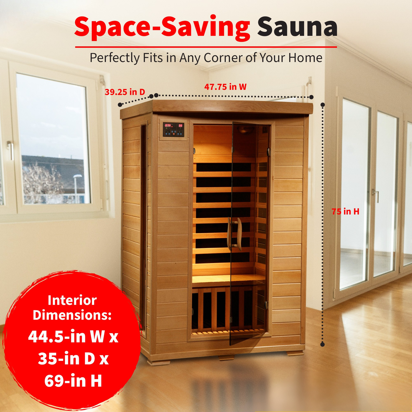 Coronado 2-Person Deluxe Low-EMF Carbon Infrared Sauna | Canadian Hemlock