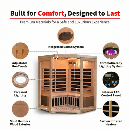 Sonoma 3-Person Hemlock Corner Infrared Sauna