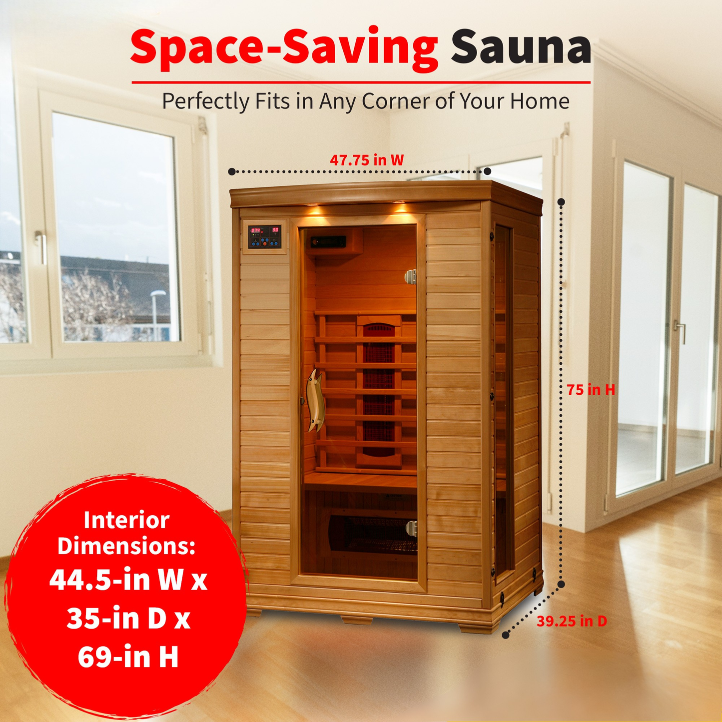 Coronado 2-Person Hemlock Infrared Sauna - Ceramic