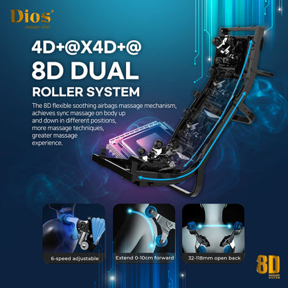 Dios 1288 8D Luxury Massage Chair | Dual Roller System | SL-Track