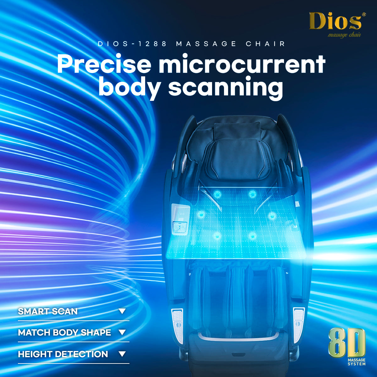 Dios 1288 8D Luxury Massage Chair | Dual Roller System | SL-Track