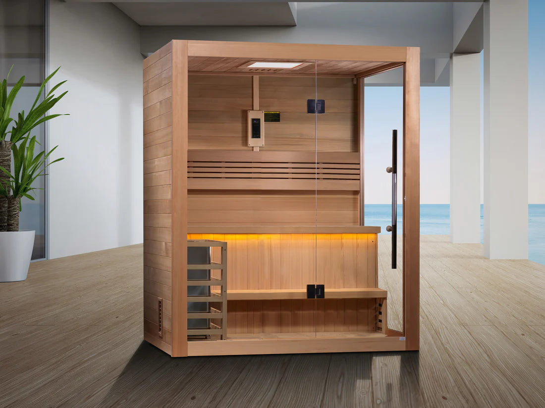 Golden Designs Hanko 2-3 Person Traditional Sauna – Canadian Red Cedar Interior GDI-7202-01