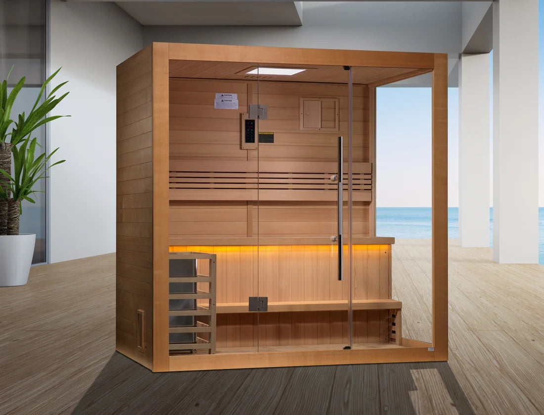 Golden Designs Forssa 3-4 Person Traditional Sauna – Canadian Red Cedar Interior GDI-7203-01
