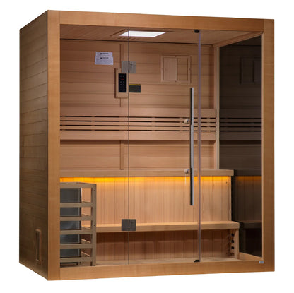 Golden Designs Forssa 3-4 Person Traditional Sauna – Canadian Red Cedar Interior GDI-7203-01