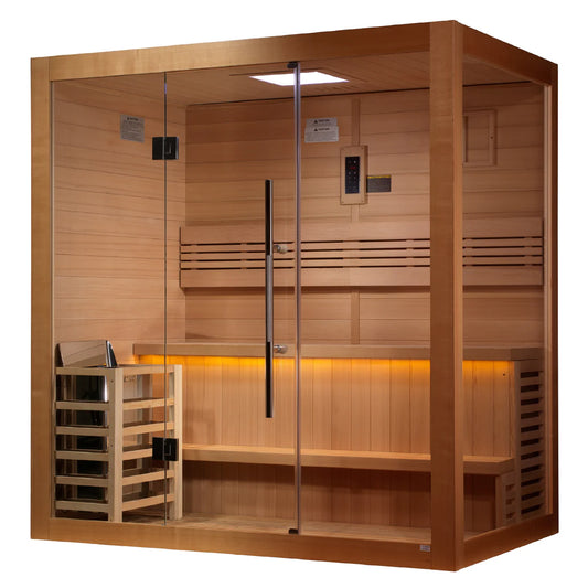 Golden Designs Forssa 3-4 Person Traditional Sauna – Canadian Red Cedar Interior GDI-7203-01