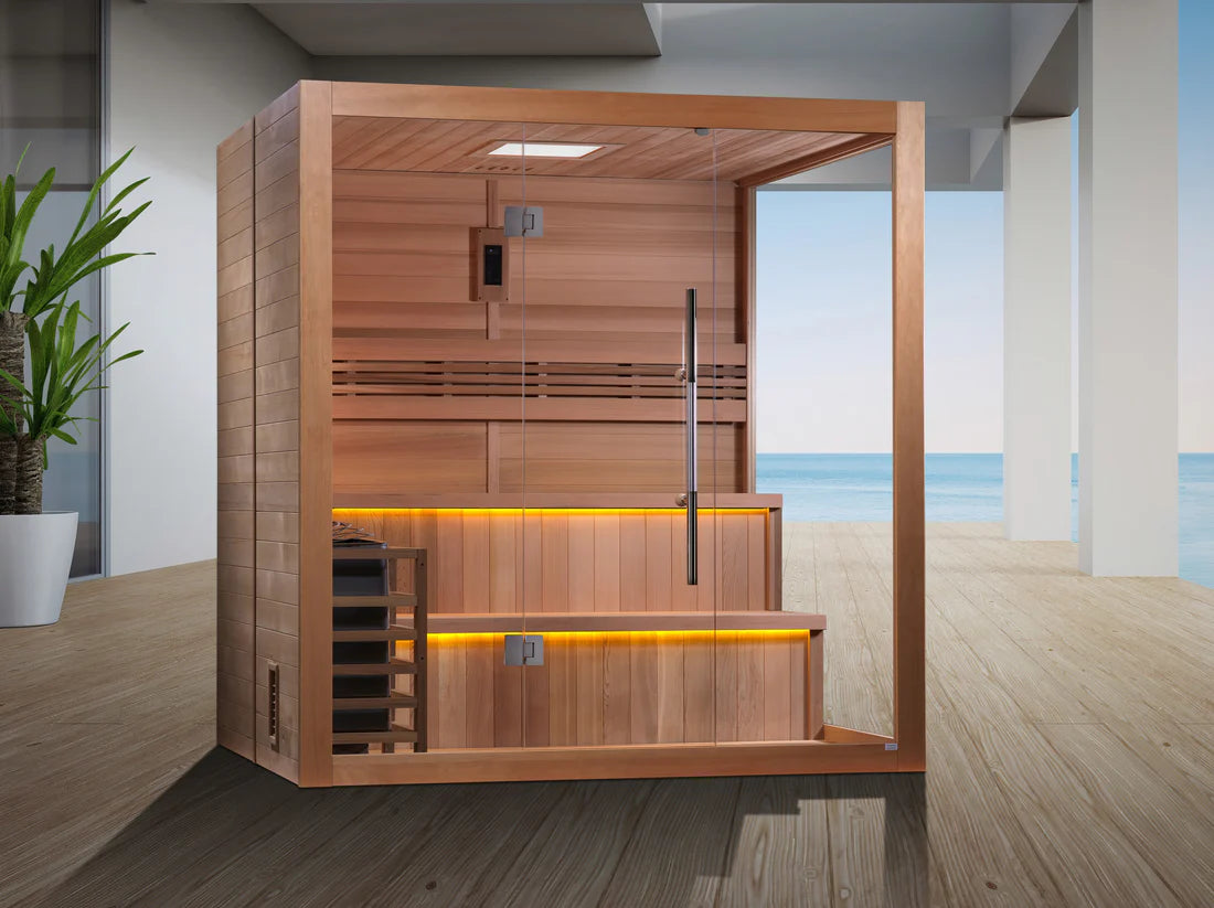 Golden Designs Kuusamo 6 Person Traditional Sauna – Canadian Red Cedar Interior GDI-7206-01