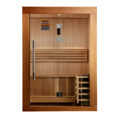 Golden Designs Sundsvall 2 Person Traditional Sauna – Canadian Red Cedar Interior and Pacific Premium Clear Cedar Exterior GDI-7289-02