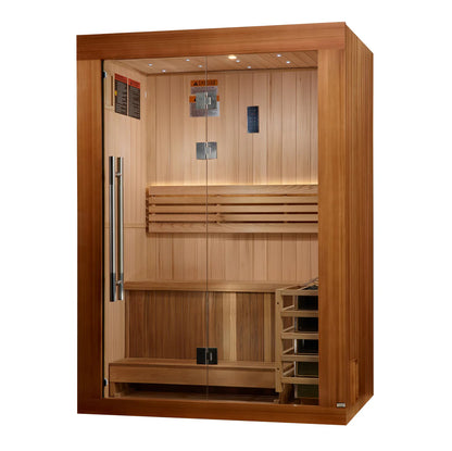 Golden Designs Sundsvall 2 Person Traditional Sauna – Canadian Red Cedar Interior and Pacific Premium Clear Cedar Exterior GDI-7289-02