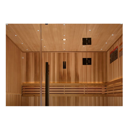 Golden Designs Copenhagen 3 Person Traditional Sauna – Canadian Red Cedar Interior and Pacific Premium Clear Cedar Exterior GDI-7389-02