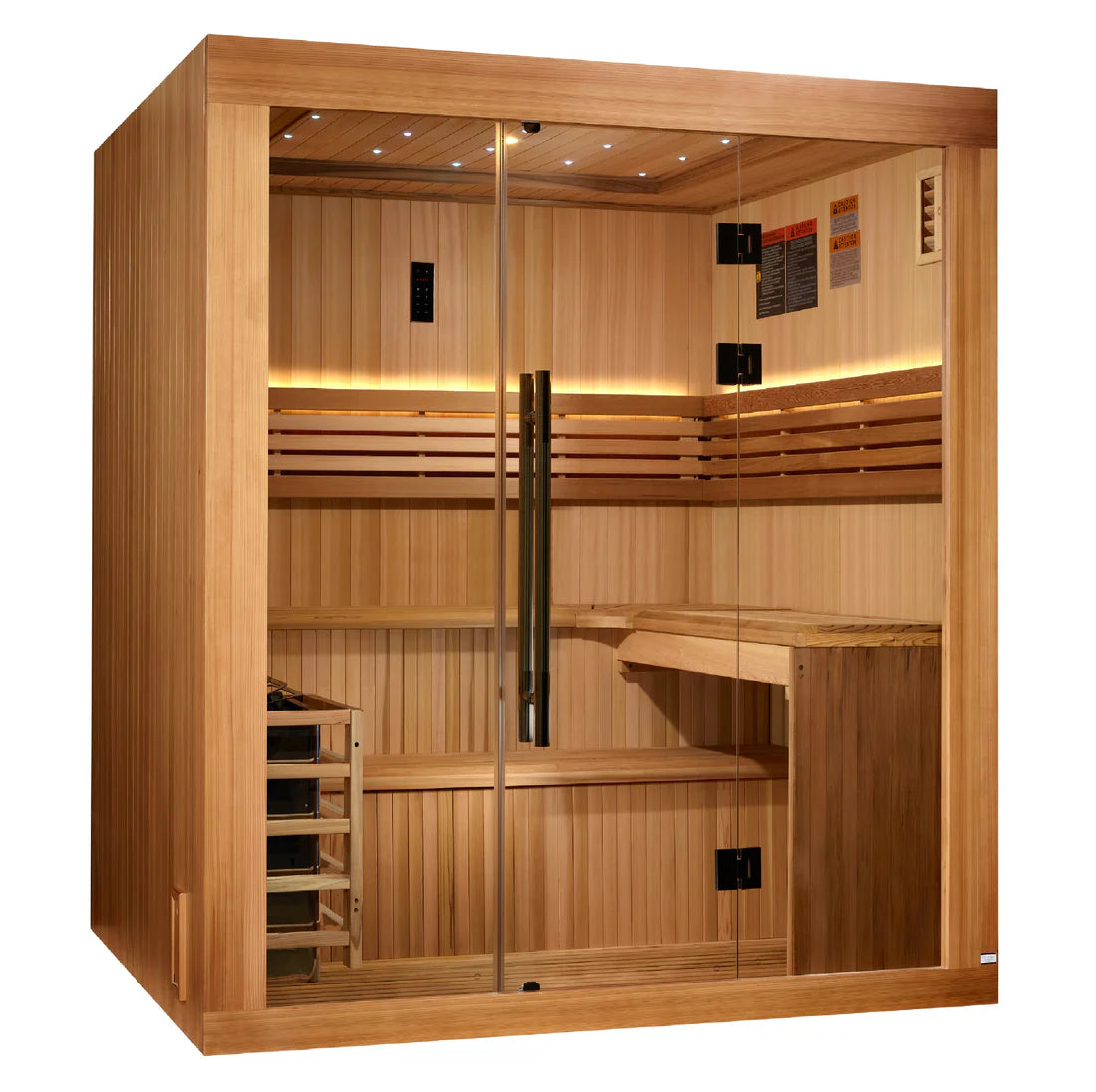 Golden Designs Osla 6 Person Traditional Sauna – Canadian Red Cedar Interior and Pacific Premium Clear Cedar Exterior GDI-7689-02
