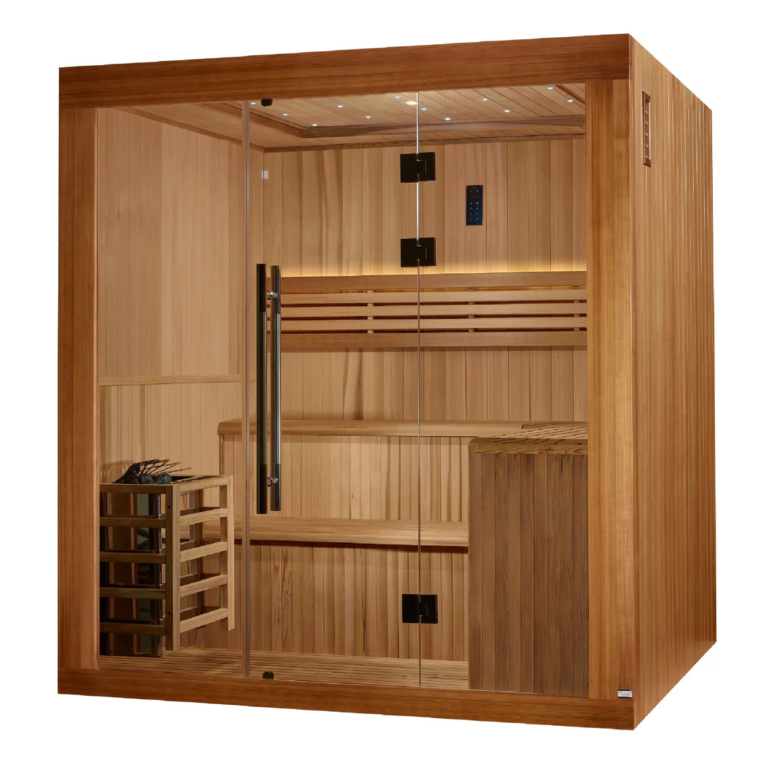 Golden Designs Osla 6 Person Traditional Sauna – Canadian Red Cedar Interior and Pacific Premium Clear Cedar Exterior GDI-7689-02
