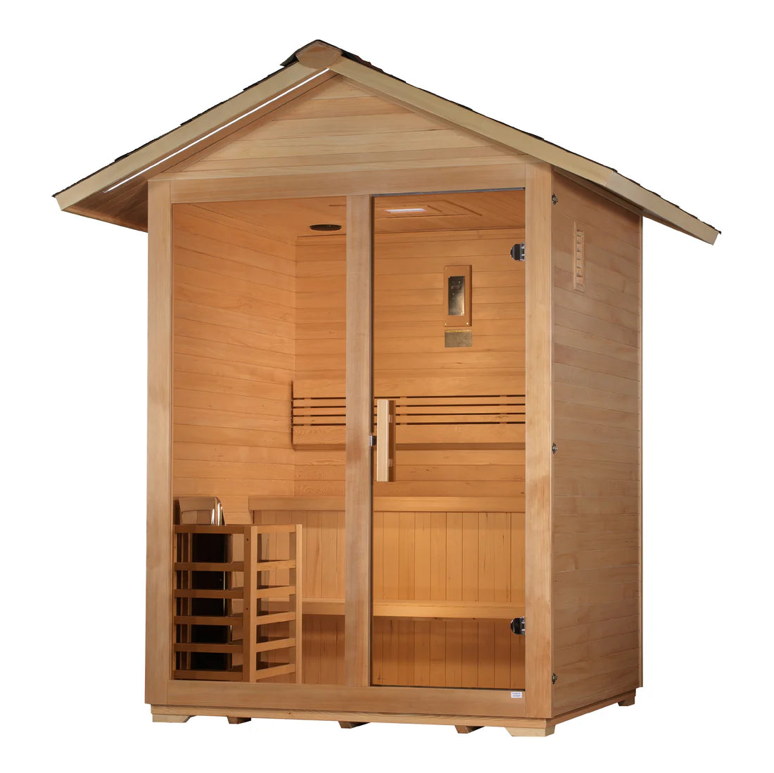 Golden Designs Arlberg 3 Person Traditional Outdoor Steam Sauna – Canadian Hemlock GDI-8103-01