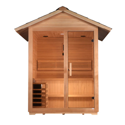 Golden Designs Arlberg 3 Person Traditional Outdoor Steam Sauna – Canadian Hemlock GDI-8103-01