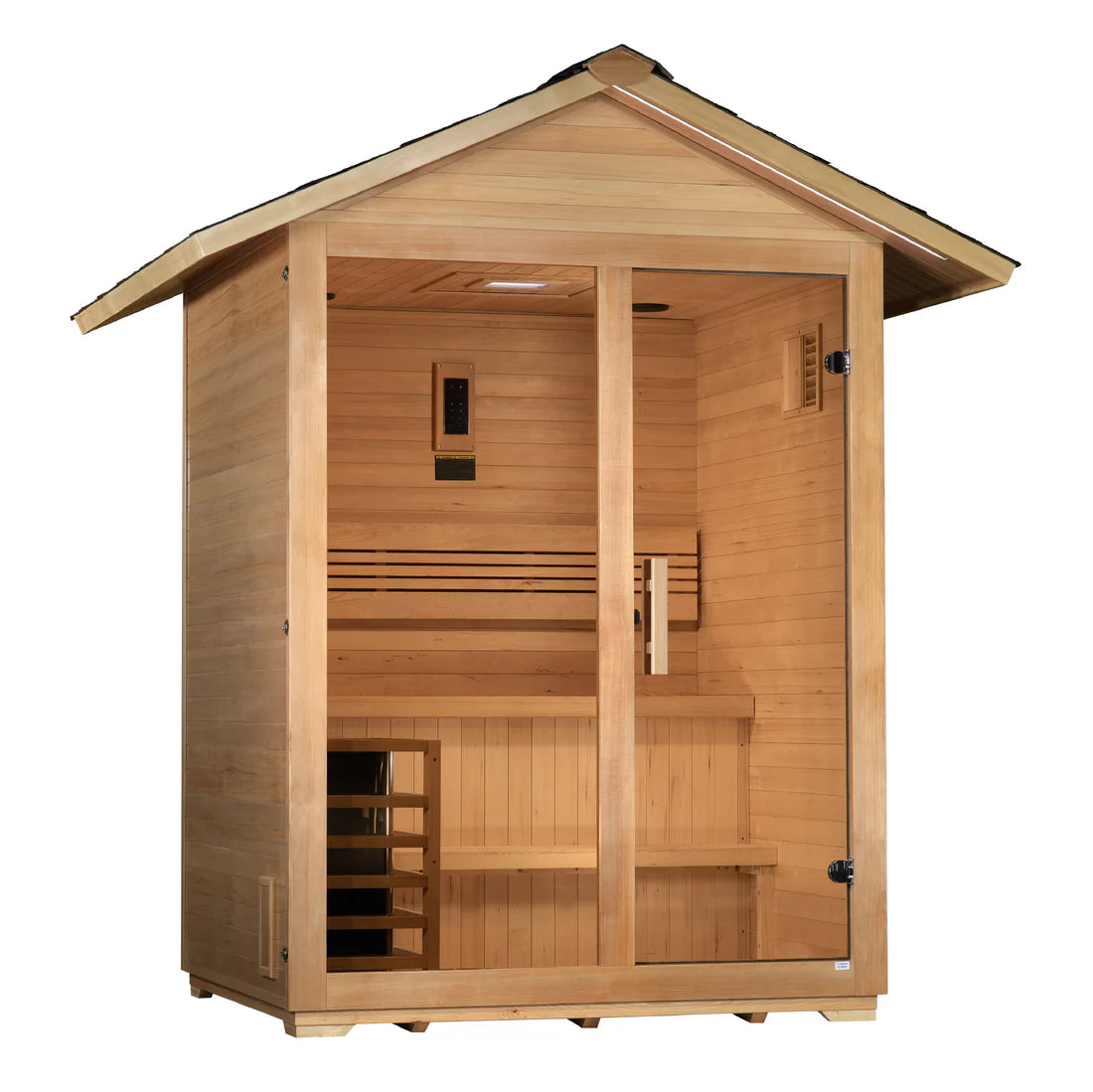 Golden Designs Arlberg 3 Person Traditional Outdoor Steam Sauna – Canadian Hemlock GDI-8103-01