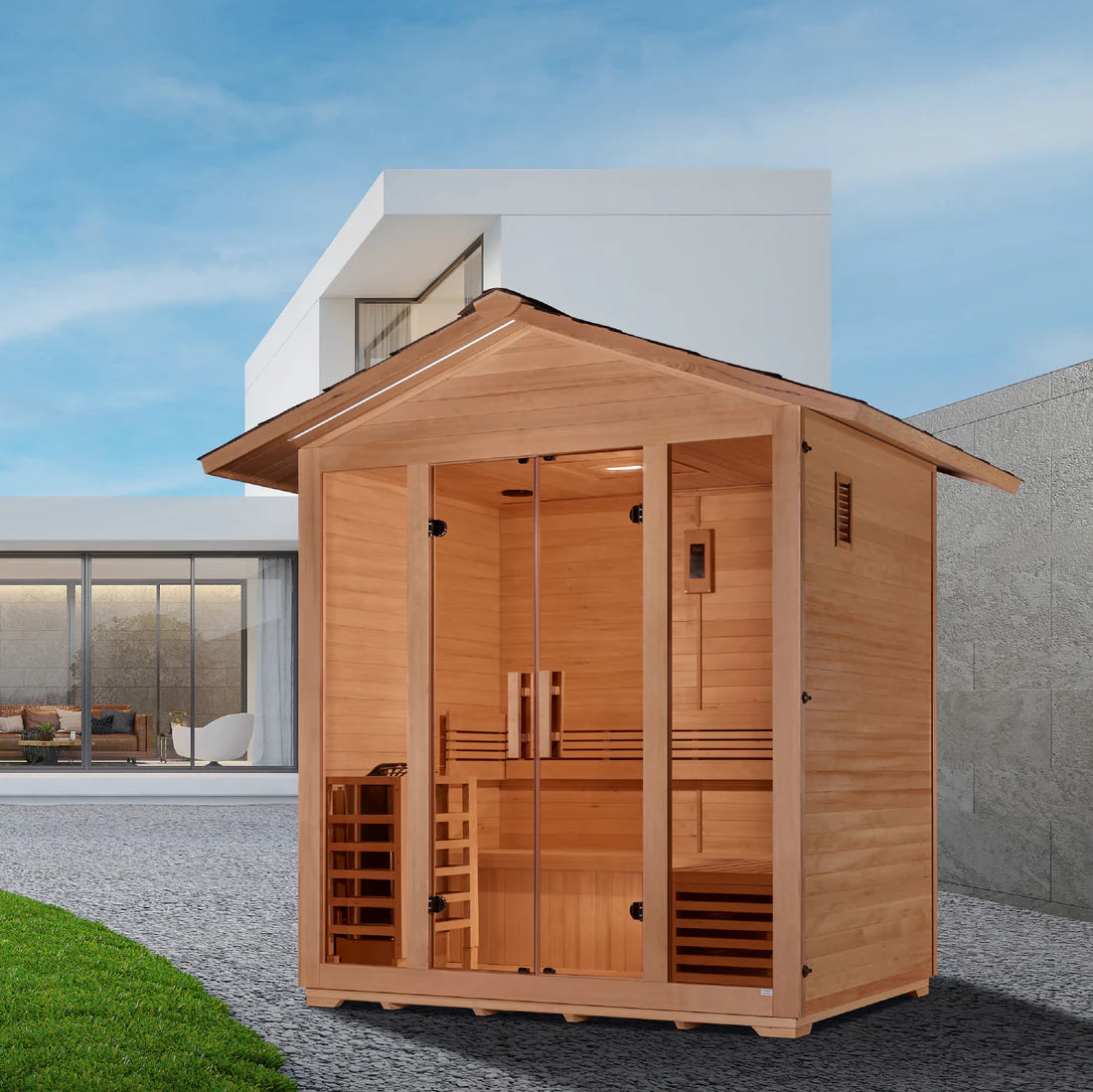 Golden Designs Vorarlberg 5 Person Traditional Outdoor Steam Sauna – Canadian Hemlock GDI-8105-01